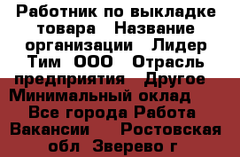 Работник по выкладке товара › Название организации ­ Лидер Тим, ООО › Отрасль предприятия ­ Другое › Минимальный оклад ­ 1 - Все города Работа » Вакансии   . Ростовская обл.,Зверево г.